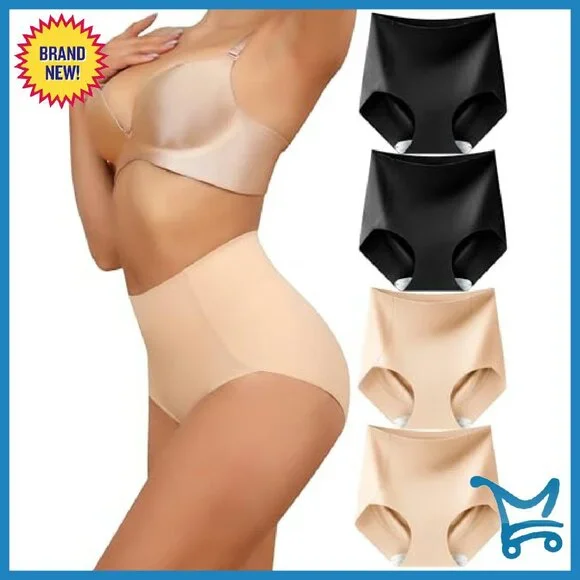 High Waisted Seamless Tummy Control Panties 4 Pack S-3XL